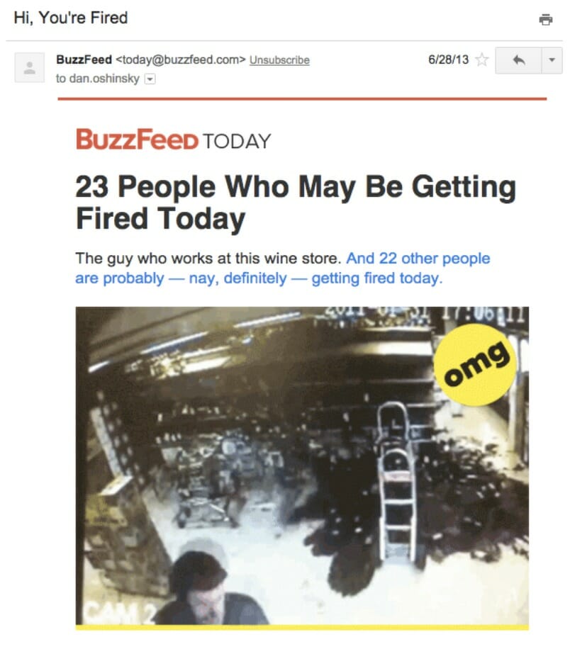 Buzzfeed Email Example