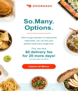 Example of DoorDash Email Marketing Automation